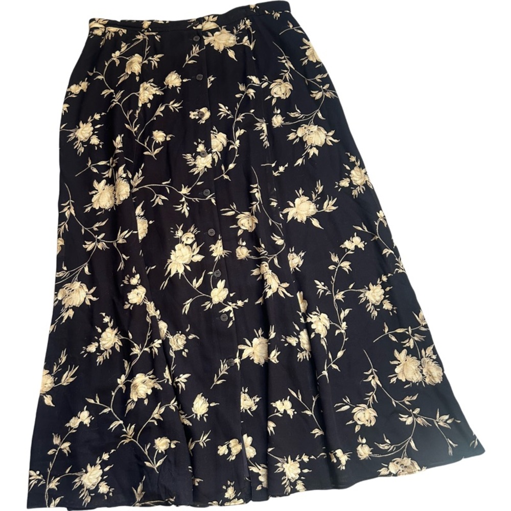 Dana B. And Karen Floral Maxi Skirt in Black and Cream
